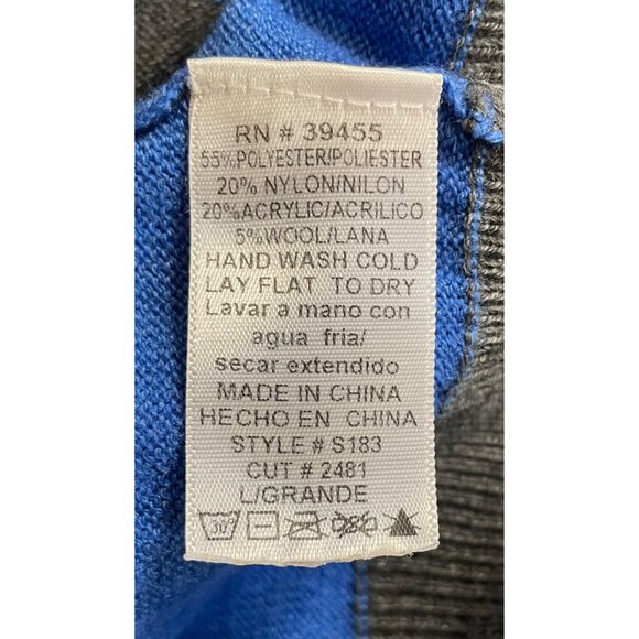 Wow Couture Womens Size Large Blue & Gray Striped V Neck Long Sleeve Sweater - Picture 7 of 7